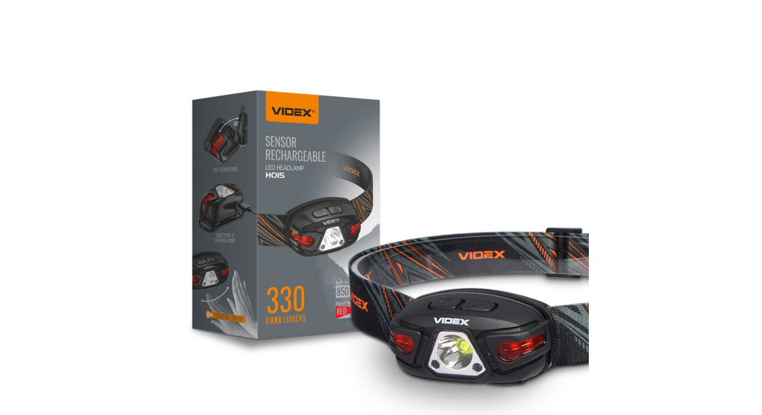 Налобний світлодіодний ліхтарик VIDEX VLF-H015 330Lm 5000K