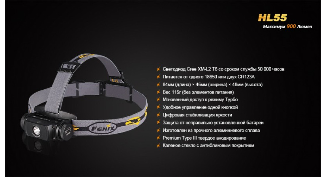 Налобний ліхтар Fenix HL55 + акумулятор