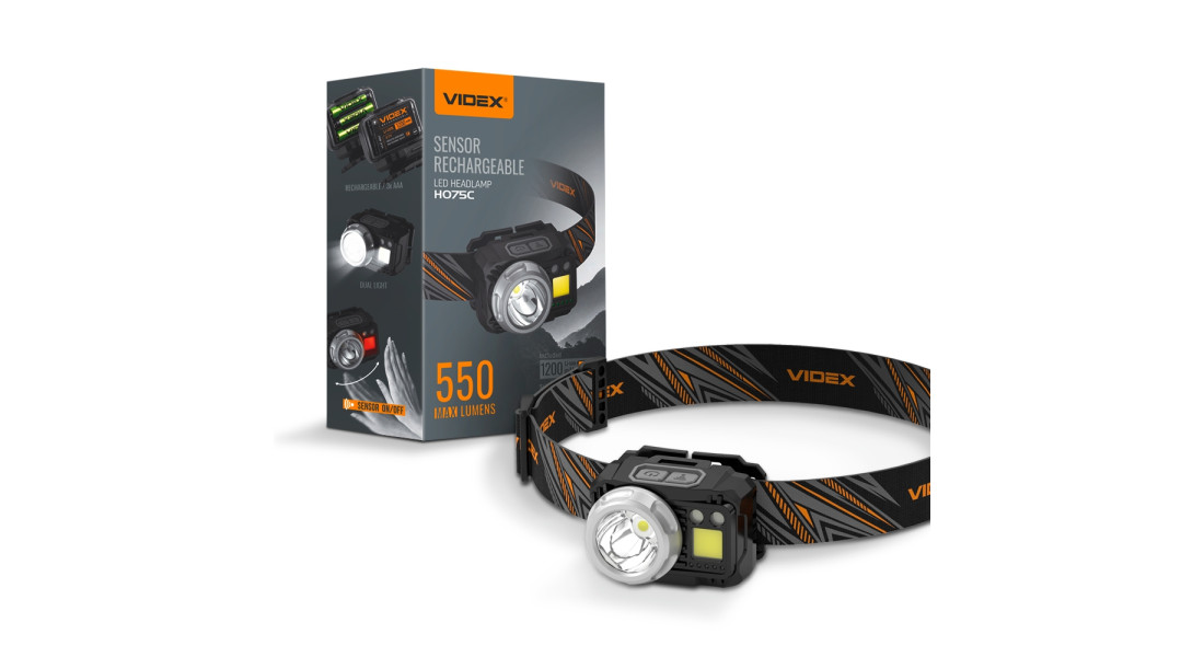 Налобный светодиодный фонарик VIDEX VLF-H075C 550Lm 5000K