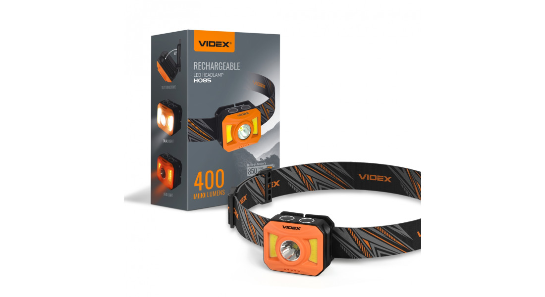 Налобний світлодіодний ліхтарик VIDEX VLF-H085-OR 400Lm 5000K