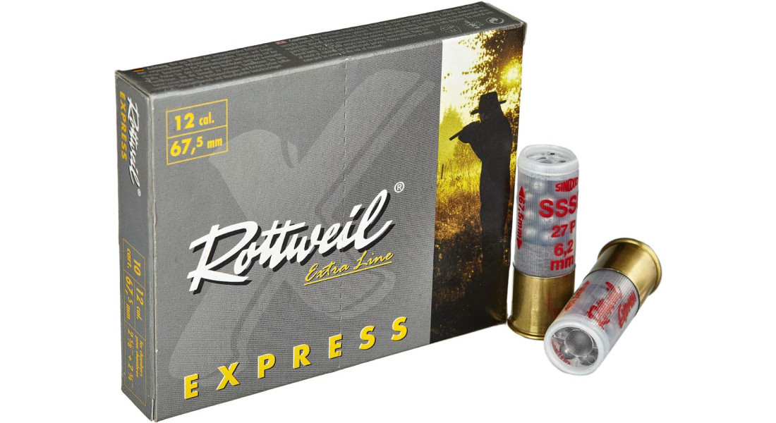 Патрон Rottweil Express SSSG кал.12/67 картеч 6,2 мм наважка 38 г, поч. швидкість 390 м/с