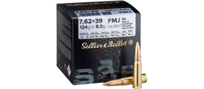 Патрон Sellier & Bellot кал. 7,62x39 куля FMJ маса 8,0 г/ 124 гр