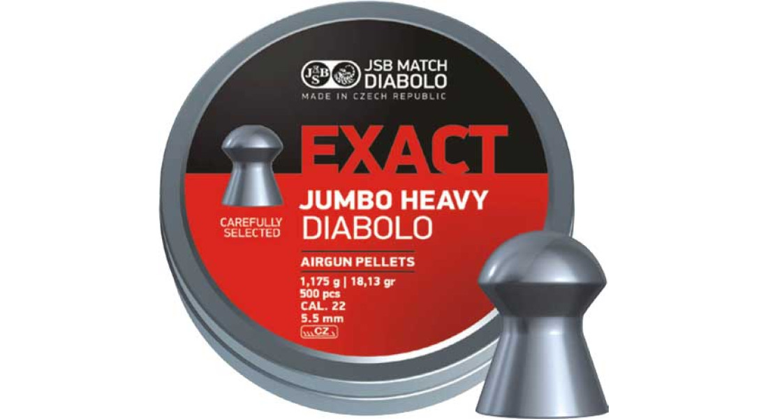 Пули пневматические JSB Diabolo Exact Jumbo Heavy. Кал. 5.52 мм. Вес - 1.17 г. 250 шт/уп