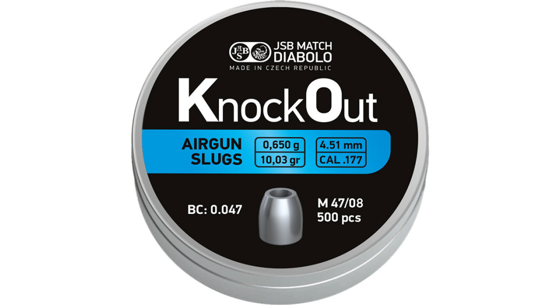 Кулі пневматичні JSB Diabolo KnockOut Slugs. Кал. 4.51 мм. Вага - 0,65 г. 500 шт/уп