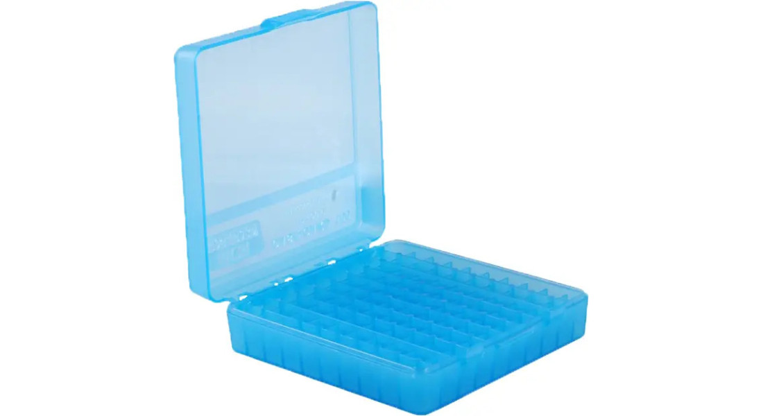Коробка MTM для патронів кал. 22 LR. на 100 патронів, блакитна