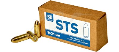 Патрон STS кал. 9x21 мм пуля FMJ масса 124 гр (8 г) 50 шт. АВЕ
