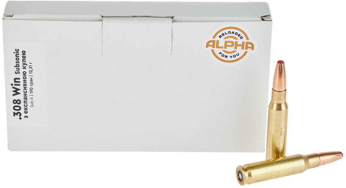 Патрон охотничий STS с экспансивной пулей кал .308 Win Subsonic Hornady Sub-X масса 190 гр (12.31 г)