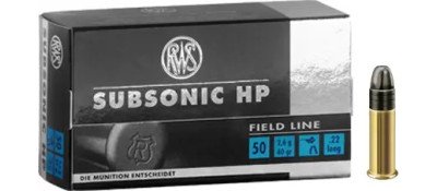 Патрон RWS Subsonic HP кал .22 LR куля LHP маса 2.6 г/40 гран