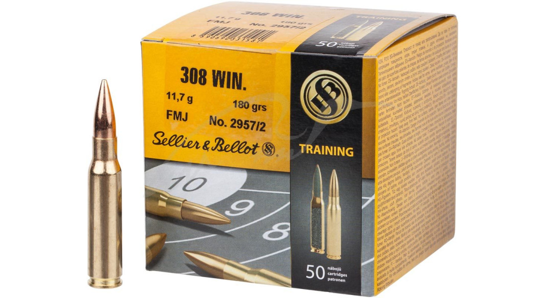 Патрон Sellier & Bellot Training кал.308 Win пуля FMJ масса 11,7 грамм/ 180 гран