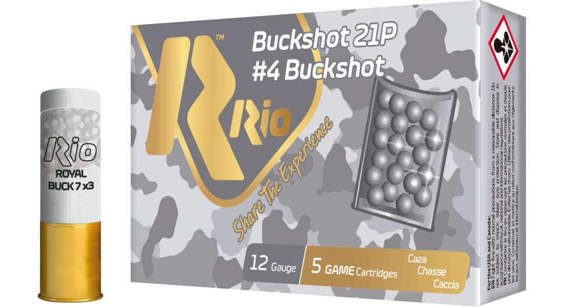 Патрон RIO Royal Buck 21P NEW кал. 12/70 картечь 6.2 мм навеска 28 г