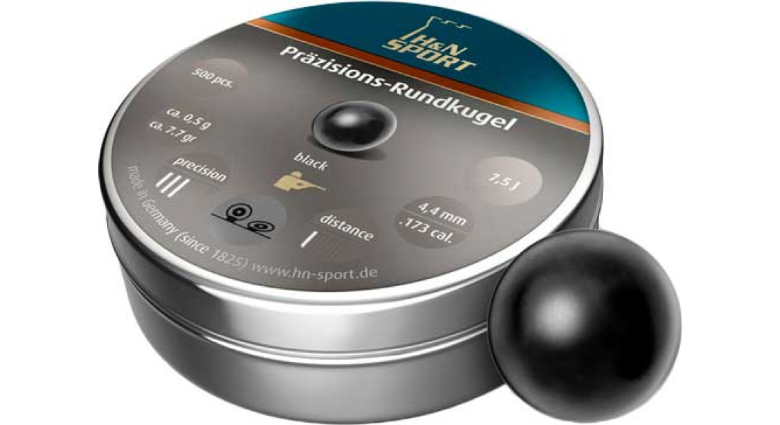 Кулі пневматичні H&N Rundkugel (чорні). Кал. 4.5 мм. Вага - 0.5 г, 500 шт/уп