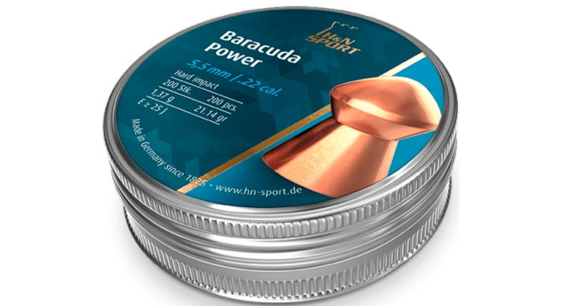 Пули пневматические H&N Baracuda Power. Кал. 5.5 мм. Вес - 1.37 г. 200 шт/уп