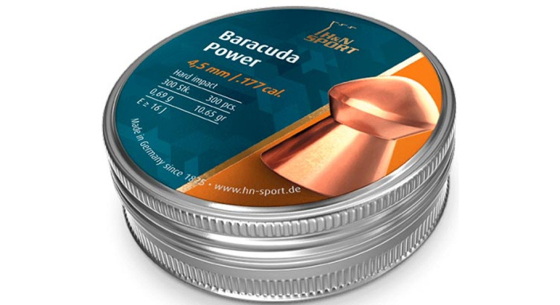 Пули пневматические H&N Baracuda Power. Кал. 4.5 мм. Вес - 0.69 г, 300 шт/уп 