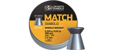 Пули пневматические JSB Diabolo Match для винтовки. Кал. 4.5 мм. Вес - 0.52 г. 500 шт/уп