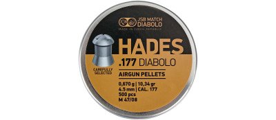Пули пневматические JSB Diabolo Hades. Кал - 4.5 мм. Вес - 0.670 г. 500 шт/уп