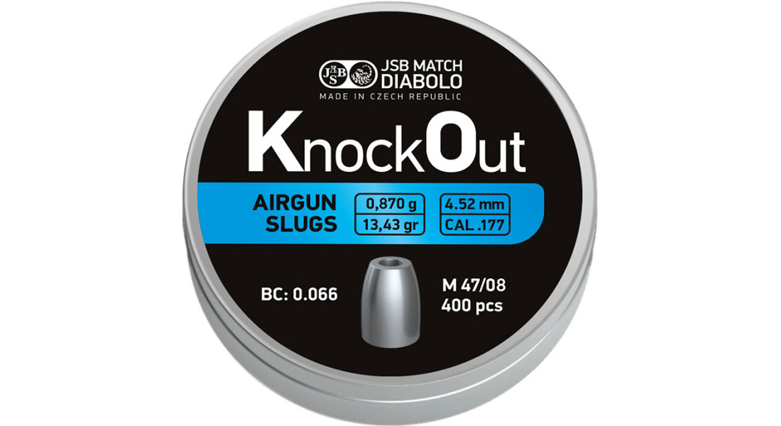 Кулі пневматичні JSB Diabolo KnockOut Slugs. Кал. 4.52 мм. Вага - 0,87 г. 400 шт/уп