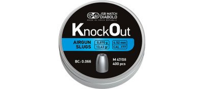 Пули пневматические JSB Diabolo KnockOut Slugs. Кал. 4.52 мм. Вес - 0,87 г. 400 шт/уп