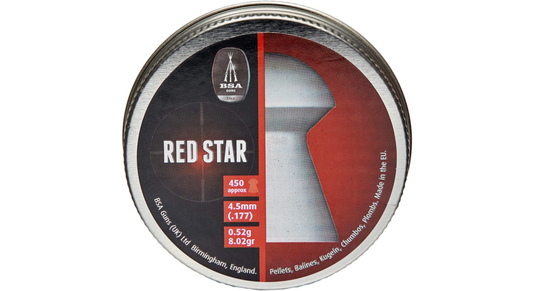 Пули пневматические BSA Red Star. Кал. 4.5 мм. Вес - 0.52 г. 450 шт/уп