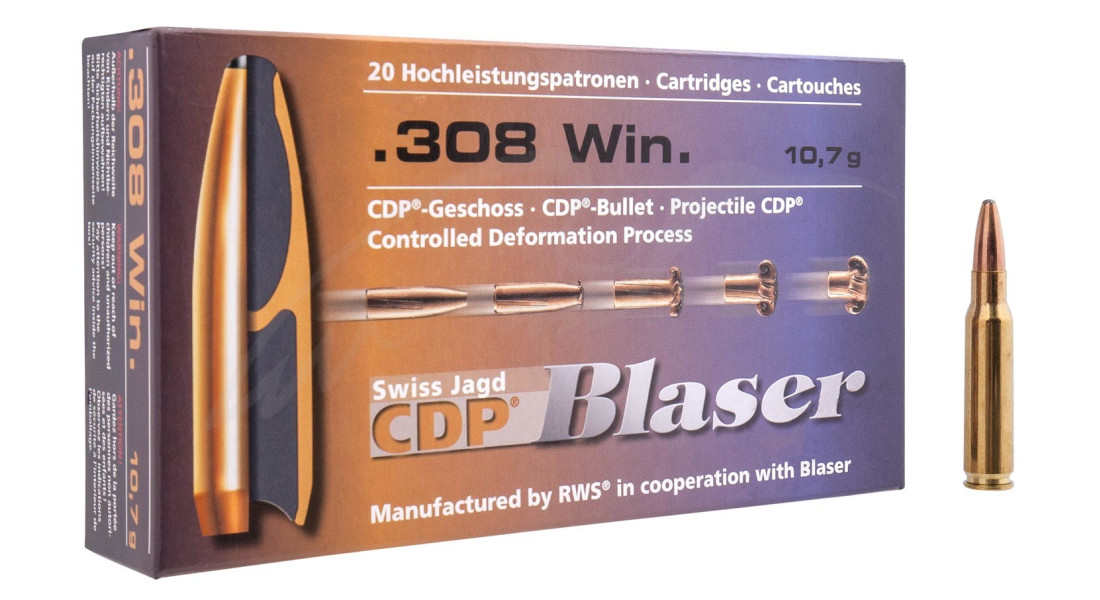 Патрон Blaser кал. 308 Win пуля CDP масса 10,7 грамм/ 165 гран
