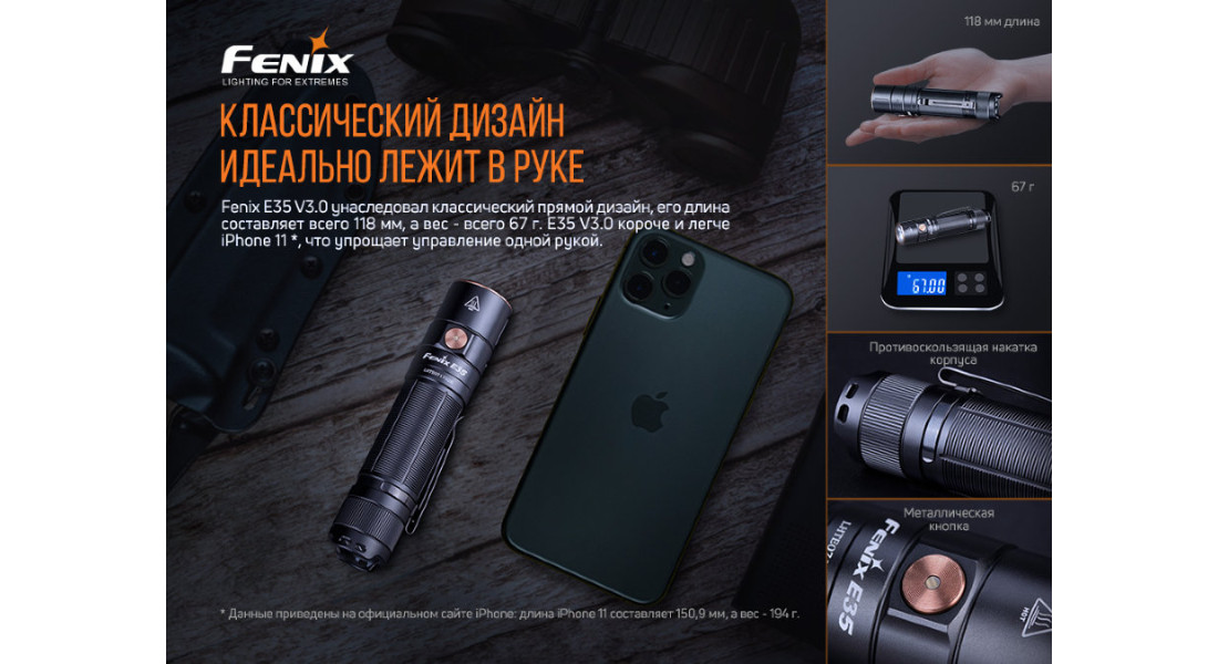 Ліхтар Fenix E35 V3.0 + акумулятор Fenix ARB-L21-5000U
